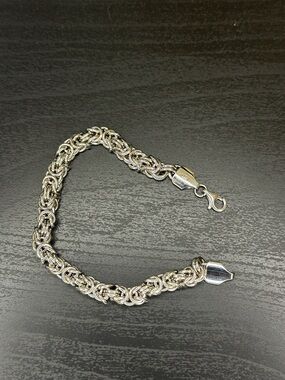 Italian Sterling Silver Byzantine Chain Bracelet - Silver